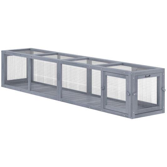 Outdoor Cat Tunnel with Extendable Design, 79" L Wooden Cat Run with Weather Protection, Connecting Inside and Outside, for Deck Patios, Balconies, Dark Gray