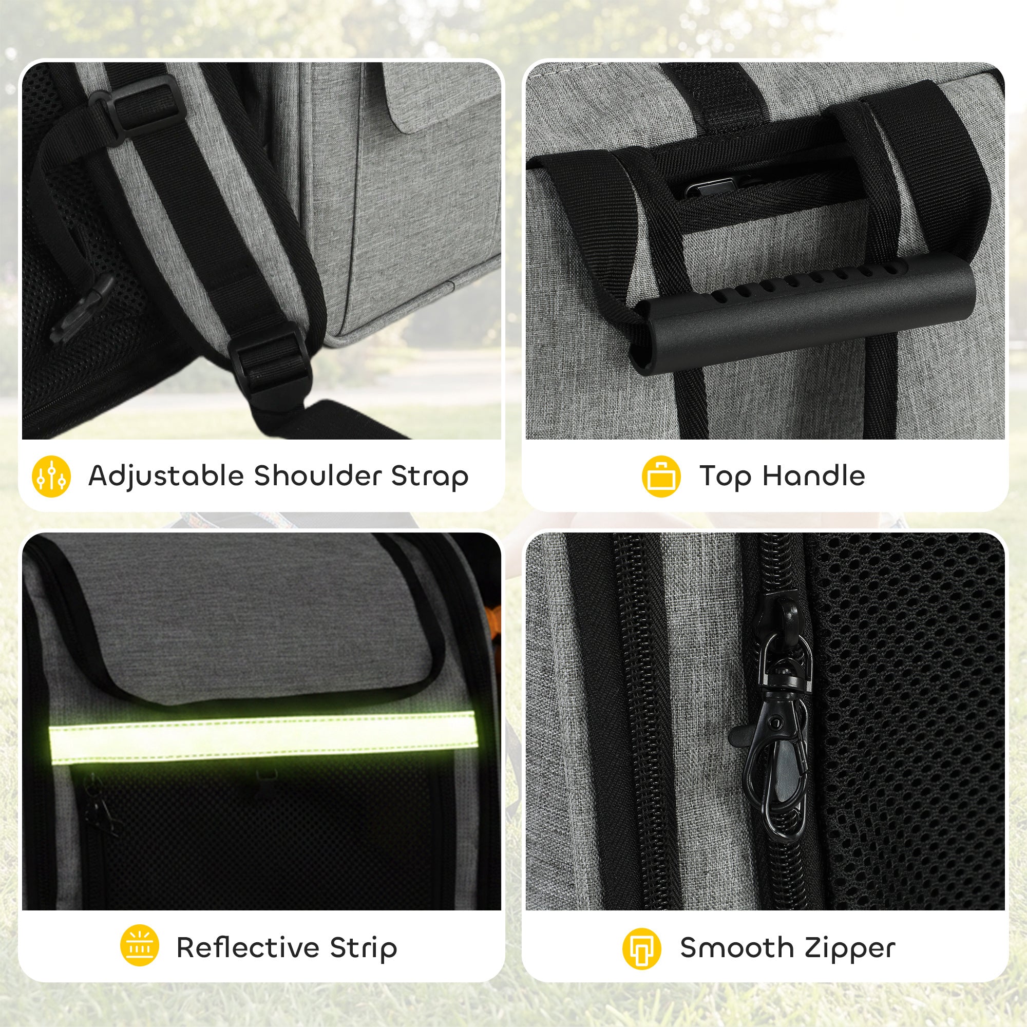 Dog Carrier Backpack Expandable, Breathable Pet Carrier Bag for Small Puppy Cat with Reflective Strip and 5 Pockets, for Travel Hiking Walking Camping, Light Grey