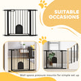 Load image into Gallery viewer, Dog Gate with Cat Flap Pet Safety Gate Barrier, Stair Pressure Fit, Auto Close, Double Locking, for Doorways, Hallways, 75-103 cm Black
