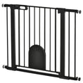 Load image into Gallery viewer, Dog Gate with Cat Flap Pet Safety Gate Barrier, Stair Pressure Fit, Auto Close, Double Locking, for Doorways, Hallways, 75-103 cm Black
