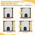 Load image into Gallery viewer, Dog Gate with Cat Flap Pet Safety Gate Barrier, Stair Pressure Fit, Auto Close, Double Locking, for Doorways, Hallways, 75-103 cm Black
