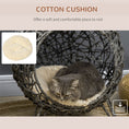 Load image into Gallery viewer, Rattan Elevated Cat Bed House Kitten Basket Ball Shaped Pet Furniture w/ Removable Cushion - Silver-Tone and Grey
