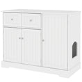 Load image into Gallery viewer, Cat Litter Box Enclosure, Hidden Litter Box Furnitrue Indoor Cat House with Drawer, Storage, Anti-tip Kit, Cat Washroom for Living Room, Bedroom, White
