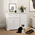 Load image into Gallery viewer, Cat Litter Box Enclosure, Hidden Litter Box Furnitrue Indoor Cat House with Drawer, Storage, Anti-tip Kit, Cat Washroom for Living Room, Bedroom, White
