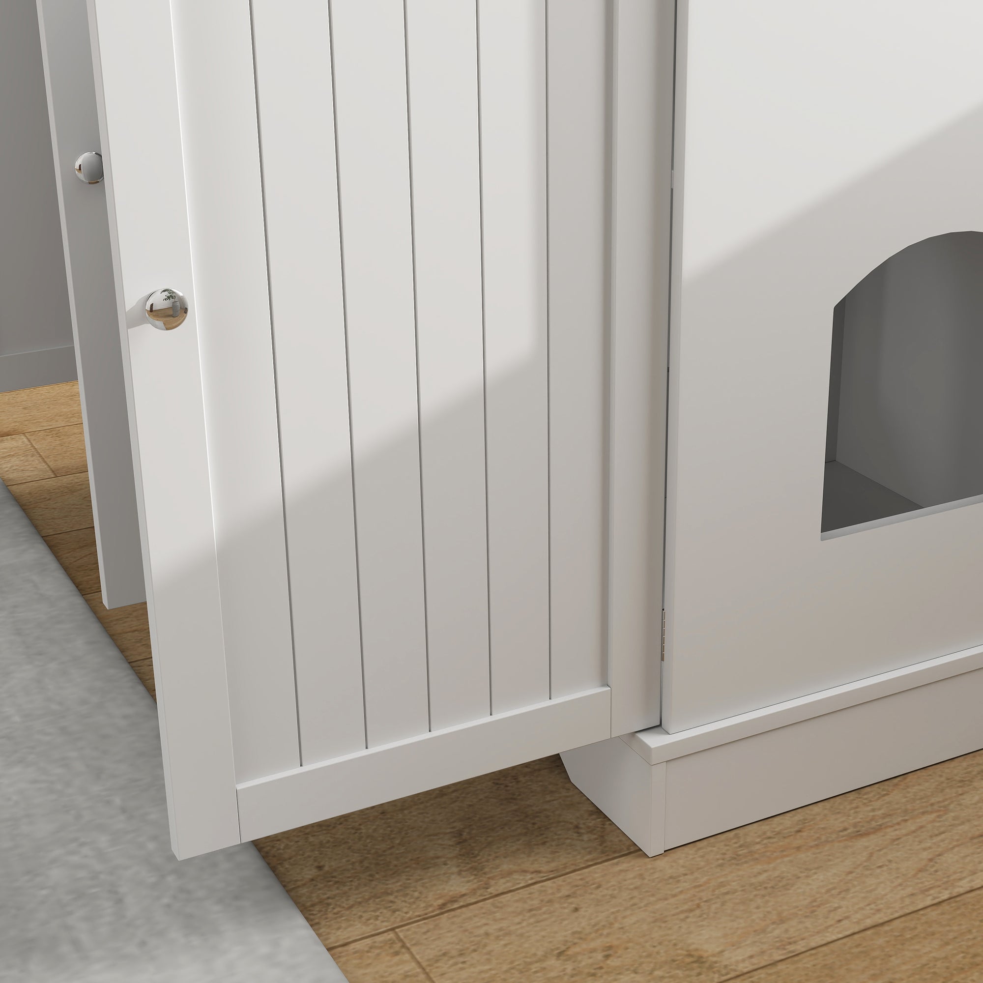 Cat Litter Box Enclosure, Hidden Litter Box Furnitrue Indoor Cat House with Drawer, Storage, Anti-tip Kit, Cat Washroom for Living Room, Bedroom, White