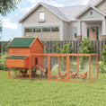 Load image into Gallery viewer, 137"L Chicken Coop, Wooden Large Hen House with Chicken Run, Nesting Box, Poultry Cage for Outdoor, Backyard, Orange
