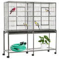 Load image into Gallery viewer, 64" Extra Large Bird Cage, Rolling Metal Parrot Cage, Bird House with Detachable Rolling Stand, Storage Shelf, Wood Perch, Food Container, 62.8" x 18.9" x 64.2"
