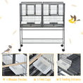 Load image into Gallery viewer, Divided Breeder Bird Cage with Rolling Stand Removable Metal Tray, Storage Shelf, Wood Perch, and Food Container
