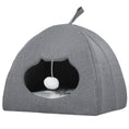Load image into Gallery viewer, Cat Cave Bed for Indoor Kittens, Cat House with Removable Cushion and Teaser Ball, Kitty Igloo with Anti-Slip Base, 42 x 42 x 39 cm, Grey
