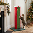 Load image into Gallery viewer, Cat Scratching Post for Indoor Cats, 81cm Tall Cat Scratcher with Sisal Rope, Hanging Bell Toy and Stable Base, Green and Red
