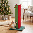 Load image into Gallery viewer, Cat Scratching Post for Indoor Cats, 81cm Tall Cat Scratcher with Sisal Rope, Hanging Bell Toy and Stable Base, Green and Red
