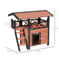 Load image into Gallery viewer, Outdoor Cat House Kitten Shelter Puppy Kennel with Balcony Stairs Asphalt Roof, 77 x 50 x 73 cm, Brown
