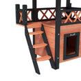 Load image into Gallery viewer, Outdoor Cat House Kitten Shelter Puppy Kennel with Balcony Stairs Asphalt Roof, 77 x 50 x 73 cm, Brown
