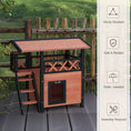 Load image into Gallery viewer, Outdoor Cat House Kitten Shelter Puppy Kennel with Balcony Stairs Asphalt Roof, 77 x 50 x 73 cm, Brown
