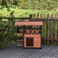 Load image into Gallery viewer, Outdoor Cat House Kitten Shelter Puppy Kennel with Balcony Stairs Asphalt Roof, 77 x 50 x 73 cm, Brown
