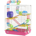 Charger l'image dans la visionneuse de la galerie, 5 Tiers Hamster Cage Portable Animal Travel Carrier Habitat with Exercise Wheels Play Tube Water Bottle Dishes House Ladder for Gerbils, Pink
