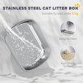 Load image into Gallery viewer, Stainless Steel Litter Box with Lid, Large Hooded Cat Litter Tray with Flip Cover, Metal Scoop, Deodoriser Bag, Non-Sticky, Odour Control and Easy Clean, Dark Grey
