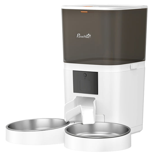 Automatic Cat Feeder, 6L/25 Cup Smart Cat Food Dispenser with App Control, Timed Pet Feeder with 1-10 Meals Per Day, 10s Voice Recorder, Dual Power Supply, Easy to Clean