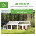 Charger l'image dans la visionneuse de la galerie, 95"L Large Chicken Run, Wooden Chicken Coop with Nesting Box, Lift-up Top, Side Door and Wooden Roof, Poultry Cage for Outdoor, for 4 to 8 Chickens, Rabbits, Ducks, White
