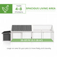 Charger l'image dans la visionneuse de la galerie, 95"L Large Chicken Run, Wooden Chicken Coop with Nesting Box, Lift-up Top, Side Door and Wooden Roof, Poultry Cage for Outdoor, for 4 to 8 Chickens, Rabbits, Ducks, White
