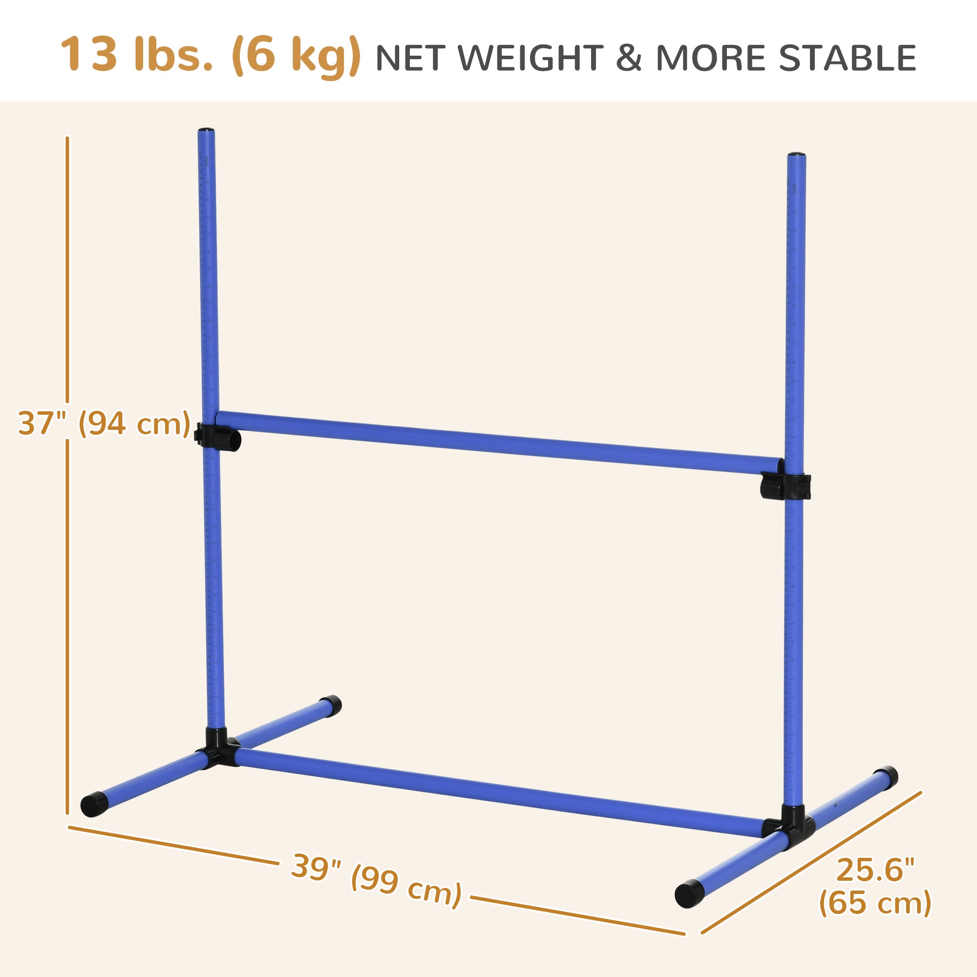 Large Size Dog Agility Training Equipment 6KG Net Wight, 6 PCS Adjustable Height Jump Bars, Obstacle Course Starter Kit for Large Medium Small Dog Puppy, Blue