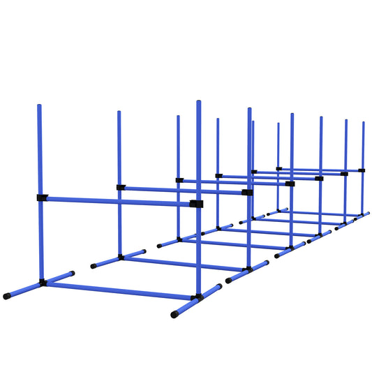 Large Size Dog Agility Training Equipment 6KG Net Wight, 6 PCS Adjustable Height Jump Bars, Obstacle Course Starter Kit for Large Medium Small Dog Puppy, Blue