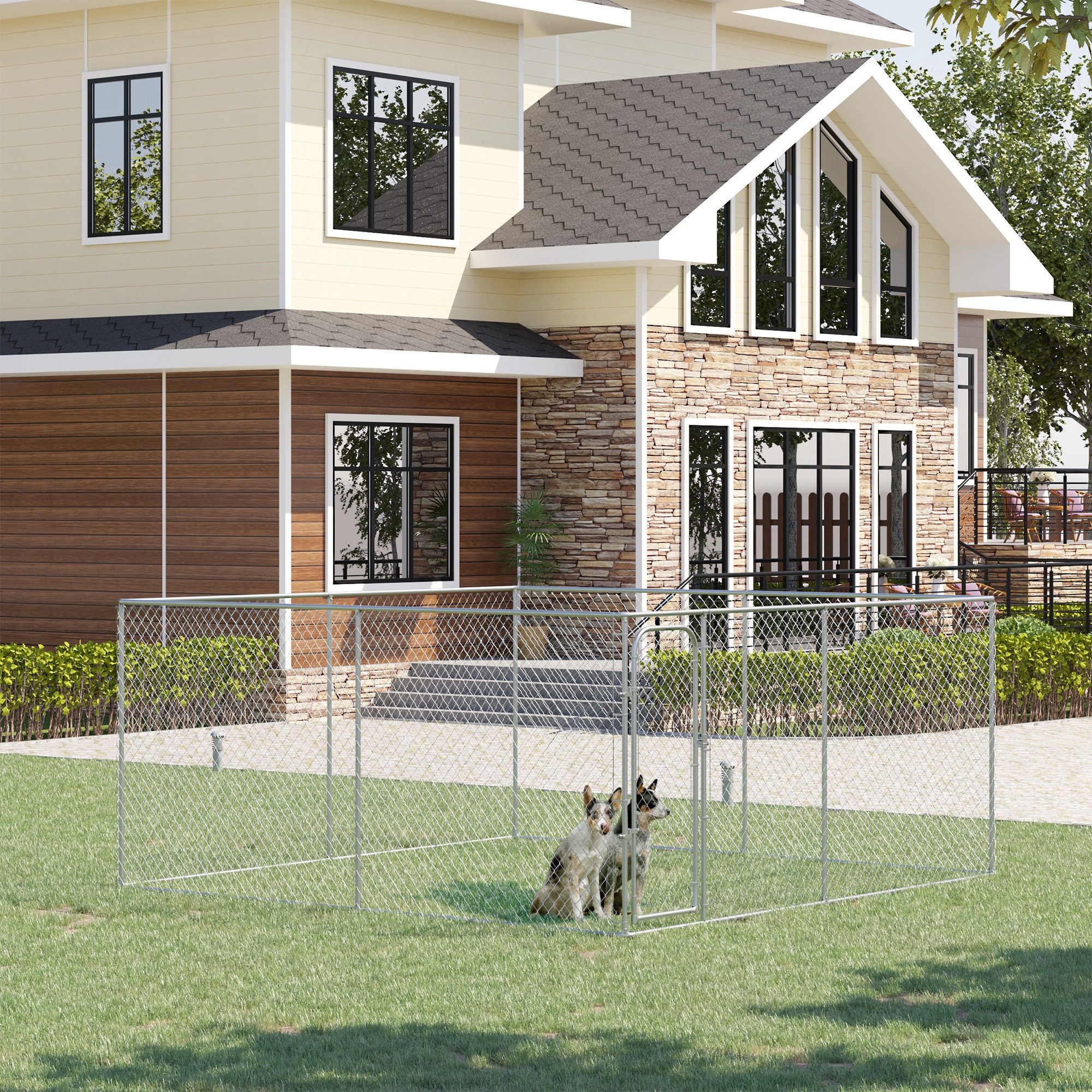 172 Sq. Ft. Dog Playpen Outdoor, Walk-in Dog Run Kennel Puppy Exercise Pen with Galvanized Steel Frame, for Small and Medium Dogs, 13' x 13' x 6'