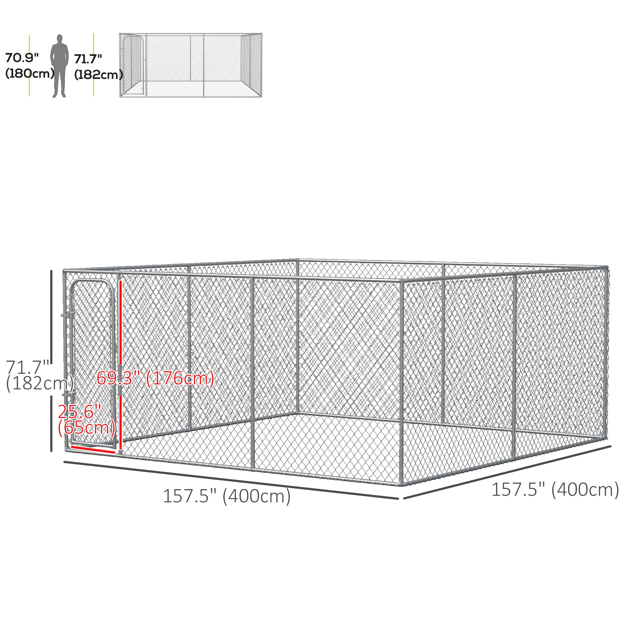 172 Sq. Ft. Dog Playpen Outdoor, Walk-in Dog Run Kennel Puppy Exercise Pen with Galvanized Steel Frame, for Small and Medium Dogs, 13' x 13' x 6'