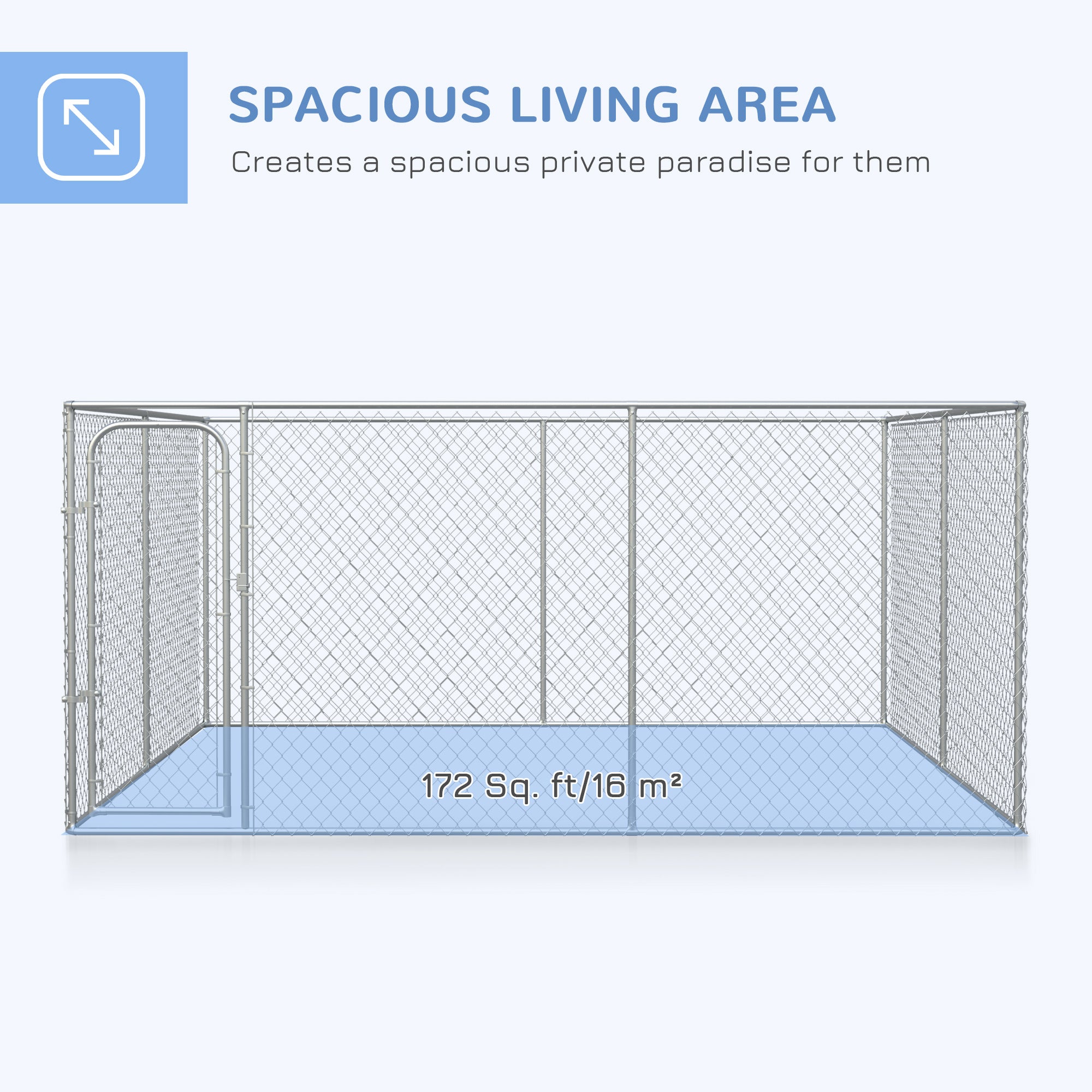 172 Sq. Ft. Dog Playpen Outdoor, Walk-in Dog Run Kennel Puppy Exercise Pen with Galvanized Steel Frame, for Small and Medium Dogs, 13' x 13' x 6'