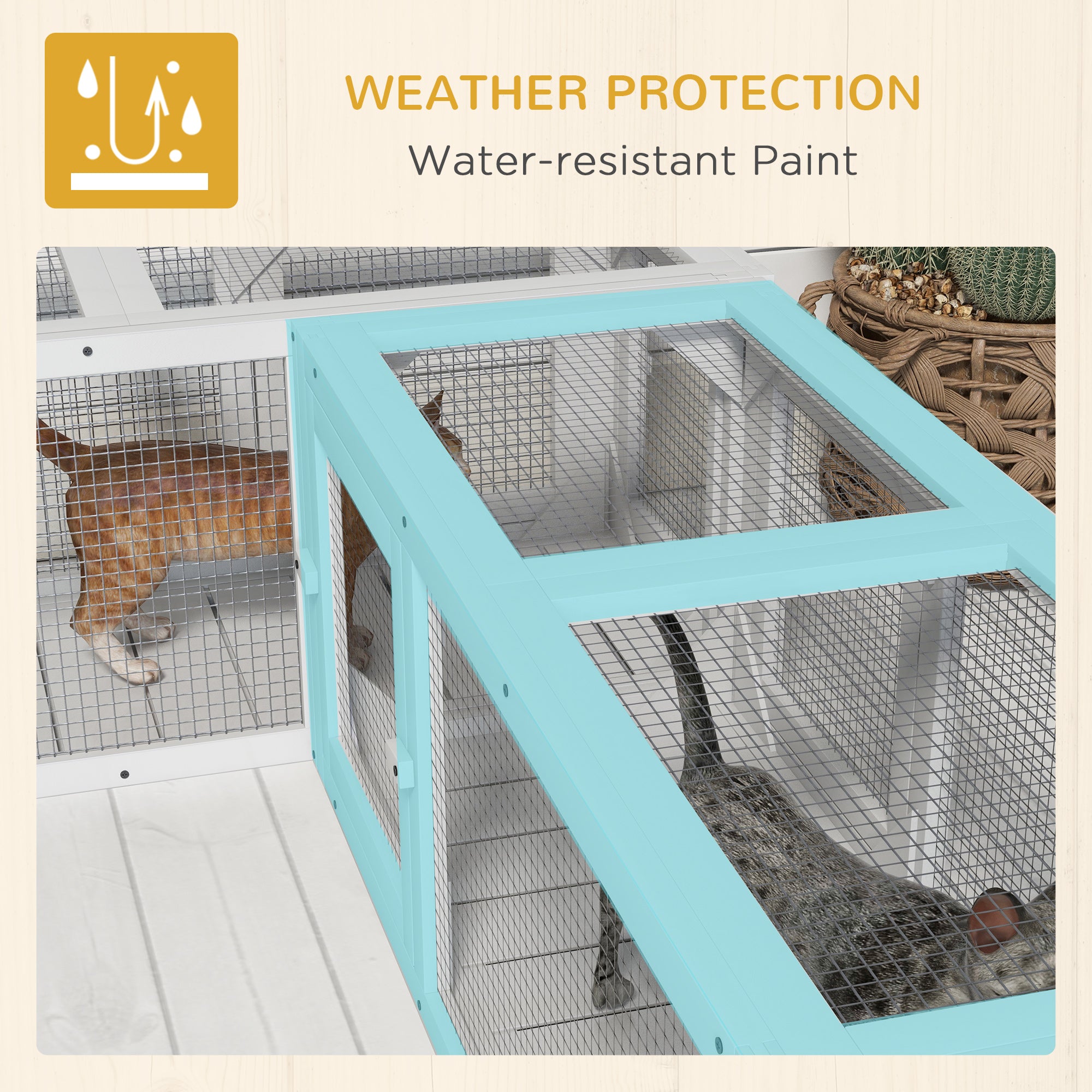 PawHut Cat Tunnel Outdoor, Wooden Cat Tube with Combinable Design, 8 Doors, 98" Cat Toys for Kitty, Puppy, Pet, House, Window, Cage, White