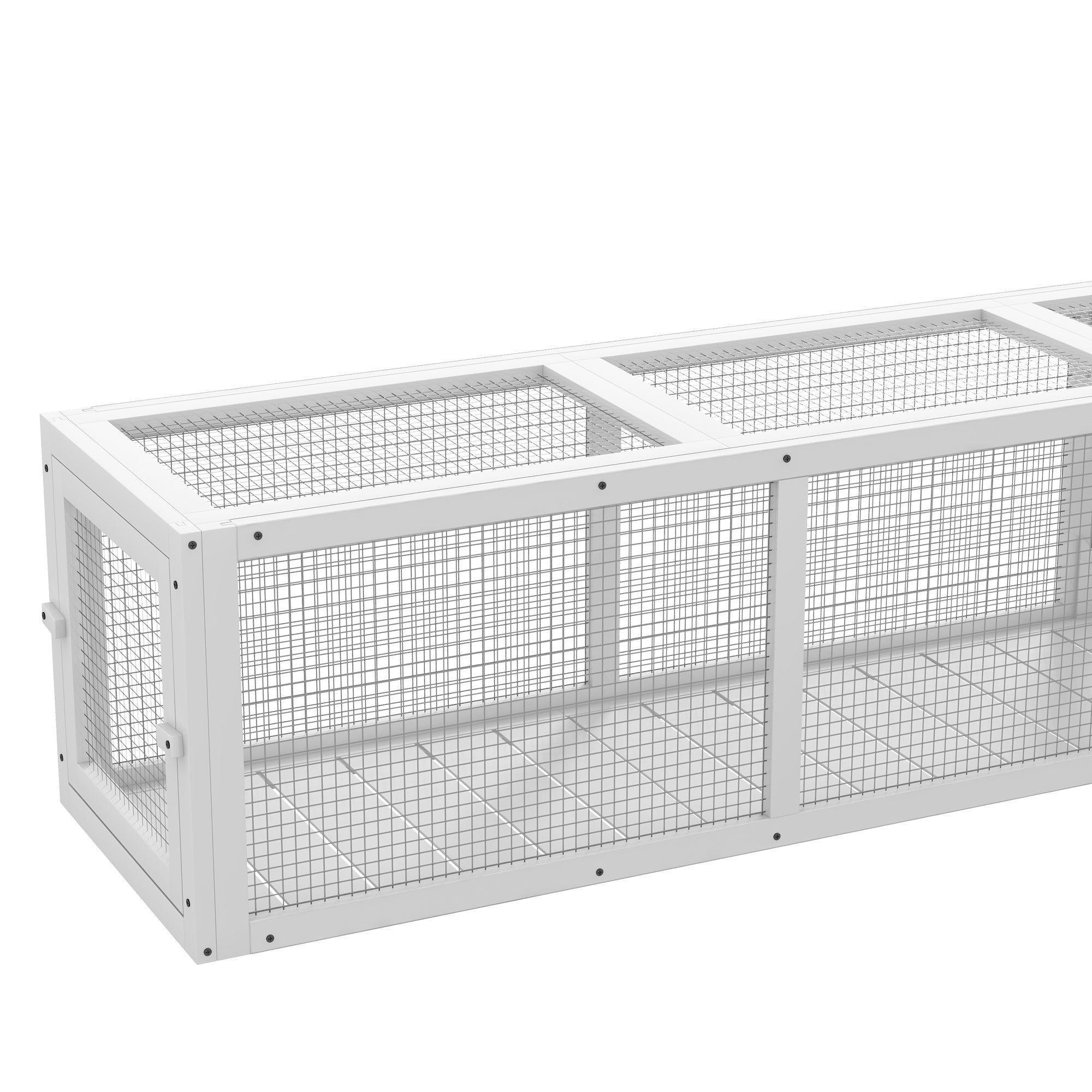 PawHut Cat Tunnel Outdoor, Wooden Cat Tube with Combinable Design, 8 Doors, 98" Cat Toys for Kitty, Puppy, Pet, House, Window, Cage, White