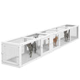 Load image into Gallery viewer, PawHut Cat Tunnel Outdoor, Wooden Cat Tube with Combinable Design, 8 Doors, 98" Cat Toys for Kitty, Puppy, Pet, House, Window, Cage, White
