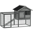 Charger l'image dans la visionneuse de la galerie, Rabbit Hutch Outdoor, 48"L Large Wooden Bunny Cage with Run, Robust Metal Frame, Removable Plastic Tray, Asphalt Roof, Ramp, Guinea Pig Cage for 1-2 Rabbits, Grey
