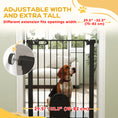 Load image into Gallery viewer, 30"-32" Extra Wide Pet Gate with Small Door, 35"H Dog Gate with Safety Gate Barrier, Stair Pressure Fit, Auto Close, Double Locking, for Doorways, Hallways, Black
