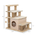 Load image into Gallery viewer, Pet Stairs, Adjustable Height 3 Step/4 Step Cat Steps with Jute Cat Scratching Post, Condo, Toy Ball for High Bed, Sofa, Couch, for Indoor Small Kittens, Beige
