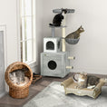 Load image into Gallery viewer, Cat Tower with Litter Box Enclosure, Cat Tree for Indoor Cats with Cat House, Scratching Post, Hammock, Grey
