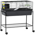 Load image into Gallery viewer, PawHut Two-Story Small Animal Cage Removable from Stand, Guinea Pig Cage, Hedgehog Cage, Chinchilla Cage, Ferret, with Shelf & Wheels, Pet Habitat, 33" x 18.5" x 35", Charcoal Gray
