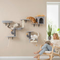 Load image into Gallery viewer, Cat Wall Shelves, 4 Pcs Cat Wall Furniture Set, Kitty Climber Set with Condo, Scratching Posts, Hammock, Bed, Hanging Pompoms for indoor kittens, Light Grey
