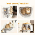 Load image into Gallery viewer, Cat Wall Shelves, 4 Pcs Cat Wall Furniture Set, Kitty Climber Set with Condo, Scratching Posts, Hammock, Bed, Hanging Pompoms for indoor kittens, Light Grey
