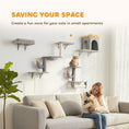 Load image into Gallery viewer, Cat Wall Shelves, 4 Pcs Cat Wall Furniture Set, Kitty Climber Set with Condo, Scratching Posts, Hammock, Bed, Hanging Pompoms for indoor kittens, Light Grey
