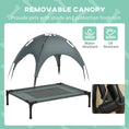 Load image into Gallery viewer, PawHut Elevated Dog Bed with Removable Canopy, Outdoor Dog Cot with UV Protection Canopy Shade, 30 inch Pet Bed for Camping, Gray

