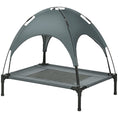 Load image into Gallery viewer, PawHut Elevated Dog Bed with Removable Canopy, Outdoor Dog Cot with UV Protection Canopy Shade, 30 inch Pet Bed for Camping, Gray
