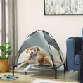 Load image into Gallery viewer, PawHut Elevated Dog Bed with Removable Canopy, Outdoor Dog Cot with UV Protection Canopy Shade, 30 inch Pet Bed for Camping, Gray
