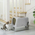 Load image into Gallery viewer, Stainless Steel Litter Box with Lid, Extra Large Hooded Cat Litter Tray for Big Cats with Front-Entry and Top-Exit, Metal Scoop, Deodorizer Bag, Non-Sticky, Odour Control and Easy Clean

