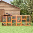 Load image into Gallery viewer, Wooden Chicken Coop Run for 6-10 Chickens, Hen House, Poultry Cage Add-On with Storage, Perches, 141.75" x 48" x 61", Orange
