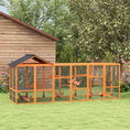 Load image into Gallery viewer, Wooden Chicken Coop Run for 6-10 Chickens, Hen House, Poultry Cage Add-On with Storage, Perches, 141.75" x 48" x 61", Orange
