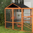Load image into Gallery viewer, Wooden Chicken Coop Run for 6-10 Chickens, Hen House, Poultry Cage Add-On with Storage, Perches, 141.75" x 48" x 61", Orange
