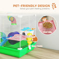 Charger l'image dans la visionneuse de la galerie, 18"L Hamster Cage, Small Animal House, 2-Level Rat Gerbil Haven with Tunnel Tube System, Exercise Wheel, Water Bottle, Food Dish, Ramp, Green
