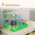 Charger l'image dans la visionneuse de la galerie, 18"L Hamster Cage, Small Animal House, 2-Level Rat Gerbil Haven with Tunnel Tube System, Exercise Wheel, Water Bottle, Food Dish, Ramp, Green
