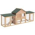 Load image into Gallery viewer, PawHut 83" L Outdoor Rabbit Hutch with Double Runs, Large Guinea Pig Cage Indoor, Wooden Bunny Hutch with Weatherproof Roof, Removable Tray, Ramps, Natural
